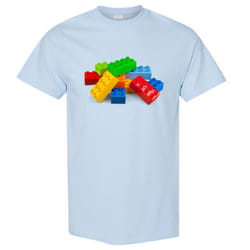 Colourful Lego Building Blocks Brick Fun Toys Men T Shirt Tee Top - Light Blue, L