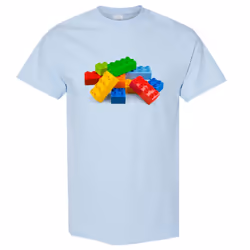 Colourful Lego Building Blocks Brick Fun Toys Men T Shirt Tee Top - Light Blue, 2XL