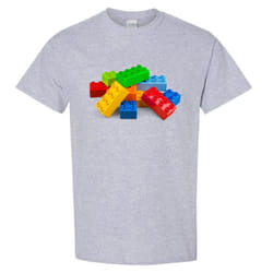 Colourful Lego Building Blocks Brick Fun Toys Men T Shirt Tee Top - Sport Grey, M