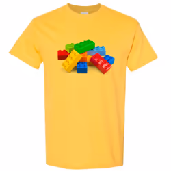 Colourful Lego Building Blocks Brick Fun Toys Men T Shirt Tee Top - Yellow, 2XL