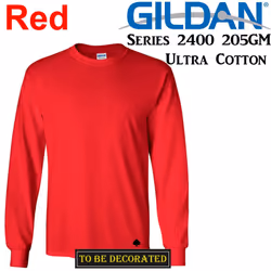 Gildan Long Sleeve T-SHIRT Red Basic tee S - XXL Men's Ultra Cotton jumper - M
