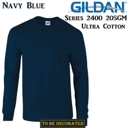 Gildan Long Sleeve T-SHIRT Navy Blue Basic tee S-5XL Men's Ultra Cotton - M