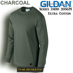 Gildan Long Sleeve T-SHIRT Charcoal Basic tee S - XXXL Men's Ultra Cotton - L