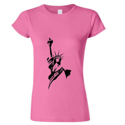 USA New York Harbor Statue of Liberty United States Ladies Women T Shirt Tee Top - Pink, L