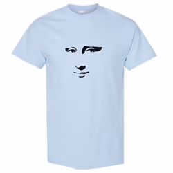 Mona Lisa Smile Face Painting Leonardo da Vinci Men T Shirt Tee Top - Light Blue, L