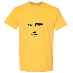 Mona Lisa Smile Face Painting Leonardo da Vinci Men T Shirt Tee Top - Yellow, L