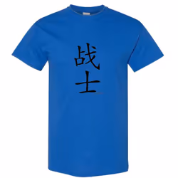 Fighter Soldier Warrior Cool Chinese Character Calligraphy Men T Shirt Tee Top - Royal, 5XL
