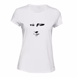 Mona Lisa Smile Face Painting Leonardo da Vinci Ladies Women T Shirt Tee Top - White, XL