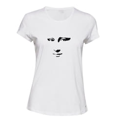 Mona Lisa Smile Face Painting Leonardo da Vinci Ladies Women T Shirt Tee Top - White, XL