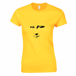 Mona Lisa Smile Face Painting Leonardo da Vinci Ladies Women T Shirt Tee Top - Yellow, XL