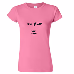 Mona Lisa Smile Face Painting Leonardo da Vinci Ladies Women T Shirt Tee Top - Pink, 2XL