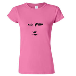 Mona Lisa Smile Face Painting Leonardo da Vinci Ladies Women T Shirt Tee Top - Pink, 2XL