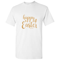 Gorgeous Happy Easter Egg Festival Gold Text White Men T Shirt Tee Top - 2XL