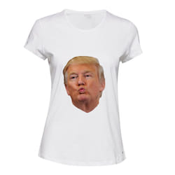 Funny USA President Donald Trump Kiss White Female Ladies Women T Shirt Tee Top - 5XL