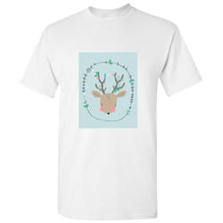 Christmas Reindeer Deer Illustration Cartoon Art Men White T Shirt Tee Top - 5XL