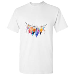 Boho Style Abstract Colourful Leaf Leaves White Men T Shirt Tee Top - L