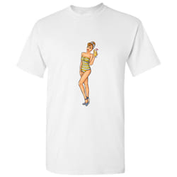 Bikini Retro Style Girl Cartoon Pop Art White Men T Shirt Tee Top - L
