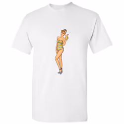 Bikini Retro Style Girl Cartoon Pop Art White Men T Shirt Tee Top - XL