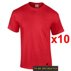 10 Packs Gildan T-SHIRT Basic Tee S - 5XL Small Big Men Heavy Cotton (Red) - XL