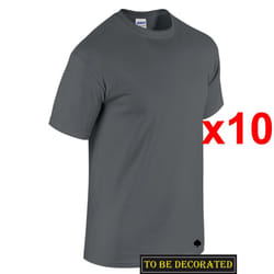 10 Packs Gildan T-SHIRT Basic Tee S - 5XL Small Big Men Heavy Cotton (Charcoal) - 3XL