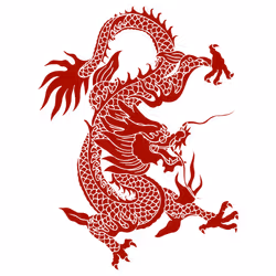 Aesthetic Red Chinese Fortune Dragon Firedrake White Men T Shirt Tee Top - L