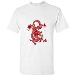 Aesthetic Red Chinese Fortune Dragon Firedrake White Men T Shirt Tee Top - 2XL