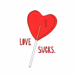 Love Sucks Red Lolly Pop Stick Candy Funny Novelty Men T Shirt Tee Top - White, L