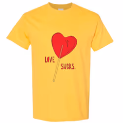 Love Sucks Red Lolly Pop Stick Candy Funny Novelty Men T Shirt Tee Top - Yellow, S