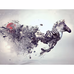 Sprinting Zebra Painting Art Print Printed White Men T Shirt Tee Top - M