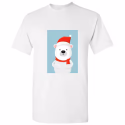 Polar Bear Santa Hat Christmas Cartoon Art White Men T Shirt Tee Top - L