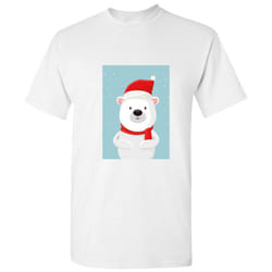 Polar Bear Santa Hat Christmas Cartoon Art White Men T Shirt Tee Top - 3XL