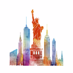 New York City NY NYC Statue of Liberty Printing Ladies Women T Shirt Tee Top - XL