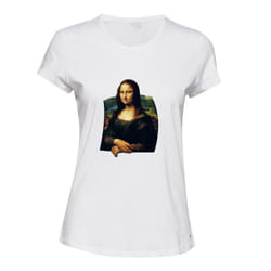 Mona Lisa Portrait Painting Leonardo da Vinci White Ladies Women T Shirt Tee Top - XL