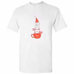 Merry Christmas Cat Cafe Winter Cartoon Art White Men T Shirt Tee Top - S