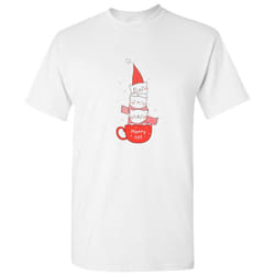 Merry Christmas Cat Cafe Winter Cartoon Art White Men T Shirt Tee Top - S