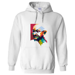 Mahatma Gandhi Hindi Indian Hero Men White Hoodie Hooded Sweat Sweater - XL