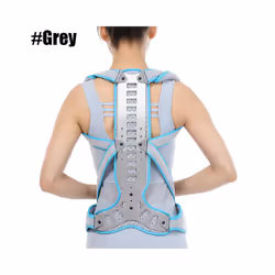 Metal Full Back Brace Posture Corrector Men Women Upper Back Straightener - M, Grey