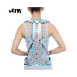 Metal Full Back Brace Posture Corrector Men Women Upper Back Straightener - M, Grey