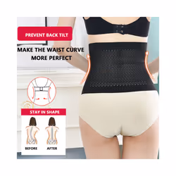 Hollow 11 Buckle Waist Trainer Wrap Belt High Elasticity Postpartum Waist - xL, BLACK