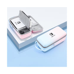 For Nintendo Switch & OLED PU Storage Bag Hard Portable Carrying Case - Pink Blue