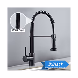 Brushed Brass Kitchen Faucet 360 Degree Stretch With Spring Hot Cold Mixer - B