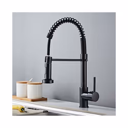 Brushed Brass Kitchen Faucet 360 Degree Stretch With Spring Hot Cold Mixer - B
