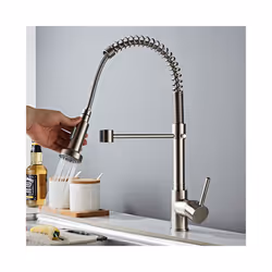 Brushed Brass Kitchen Faucet 360 Degree Stretch With Spring Hot Cold Mixer - B