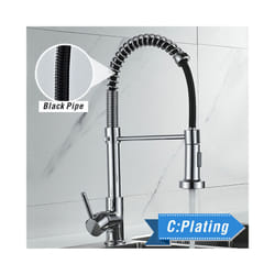Brushed Brass Kitchen Faucet 360 Degree Stretch With Spring Hot Cold Mixer - C