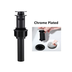 Stainless Steel Pop Up Sink Drain Stopper with Overflow Matt Black Lavatory - Chrome Plated