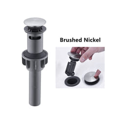Stainless Steel Pop Up Sink Drain Stopper with Overflow Matt Black Lavatory - Brushed Nickel
