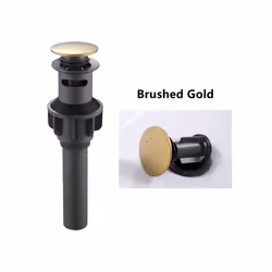 Stainless Steel Pop Up Sink Drain Stopper with Overflow Matt Black Lavatory - Brushed Gold