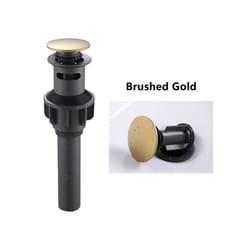 Stainless Steel Pop Up Sink Drain Stopper with Overflow Matt Black Lavatory - Brushed Gold