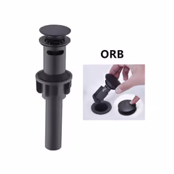 Stainless Steel Pop Up Sink Drain Stopper with Overflow Matt Black Lavatory - ORB