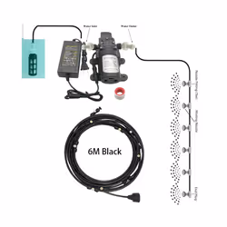 Misting Cooling System With Pump Filter Kit 20FT-60FT Mister Line Brass - 6M Black